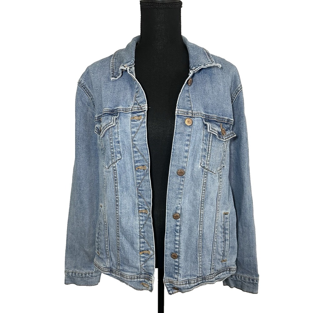 Old Navy Women's XXL Denim Button Up Blue Jean Trucker Jacket Minimalist Capsule